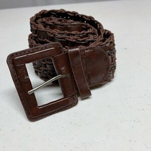 Brown Braided Wide Belt